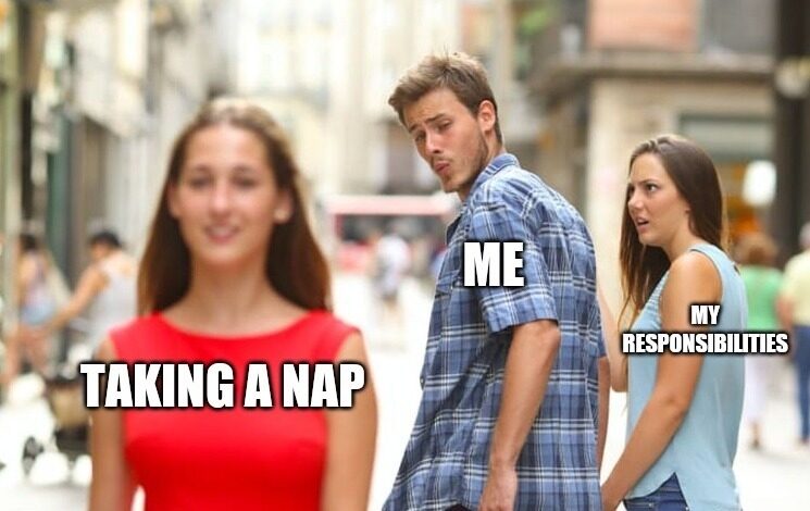 An example of the distracted boyfriend meme