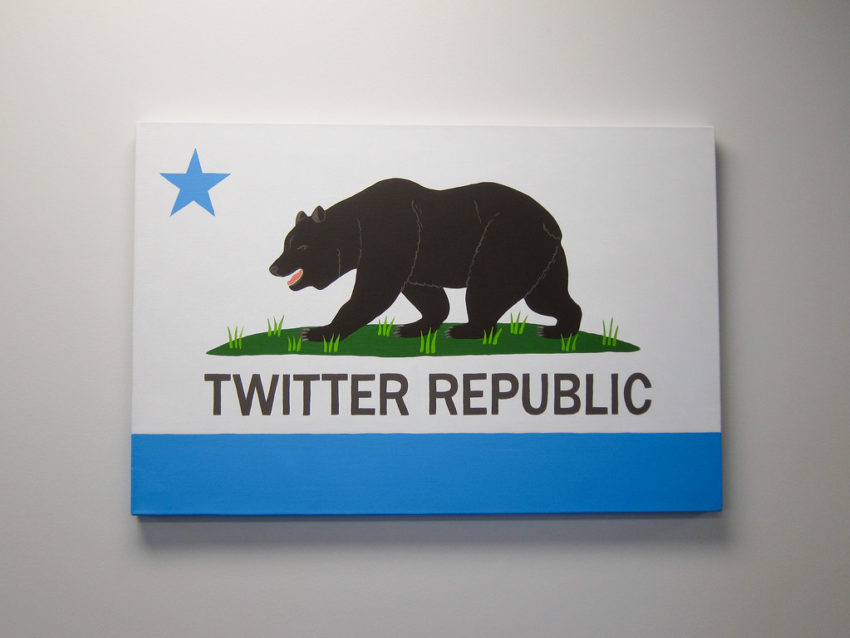 A version of the California flag with "Twitter" replacing "California" in the banner's text section