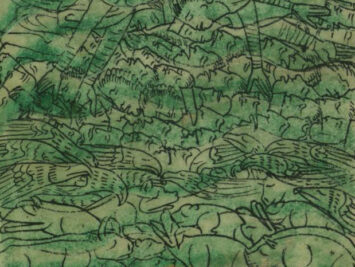 Detail from The Flood of Noah (Genesis 7:11-24), ms W.106.3R, Walters Art Museum.