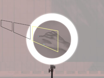 Graphic with ring light and hand wearing teal nail polish by Tung Chau