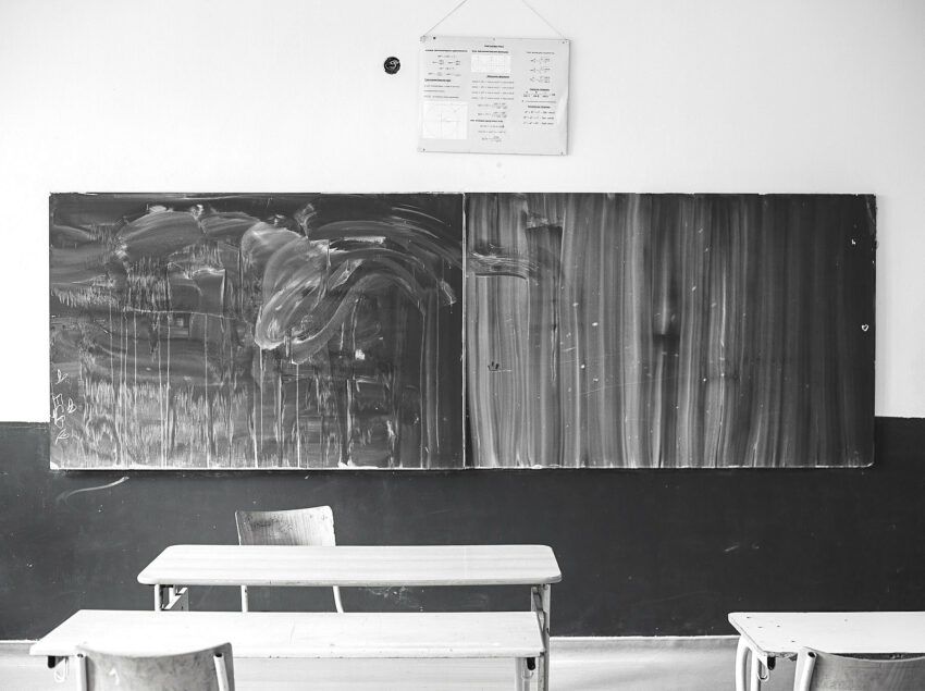 A chalkboard in a classroom