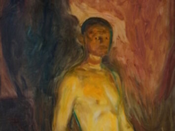 A self-portrait of Edvard Munch. Self-Portrait in Hell by Edvard Munch, 1903.