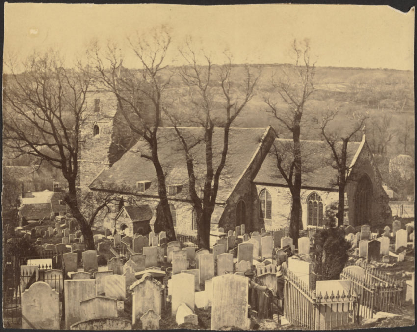 An old photograph of a churchyard cemetery. Courtesy The J. Paul Getty Museum, Los Angeles.