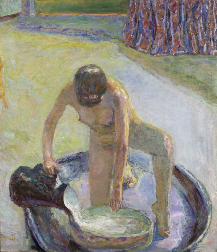 A painting by Pierre Bonnard showing his wife in the washbasin