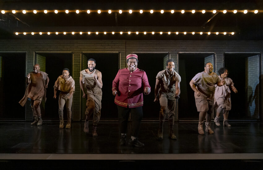 The cast of A Strange Loop singing and dancing.