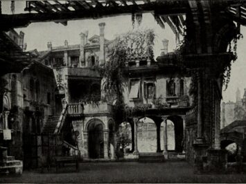 A ruined palace, backdrop from La Gioconda. The Victrola Book of the Opera, 1917.