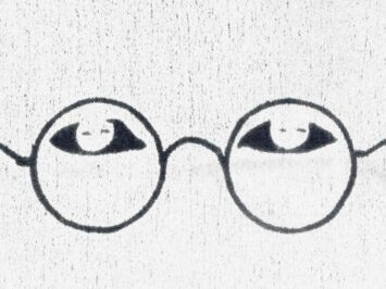 drawing of eyes and glasses