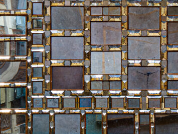 various sizes of metallic squares with gold borders