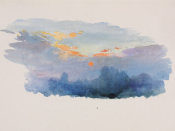 Watercolor of sunset. George Elbert Burr. Courtesy The Smithsonian.