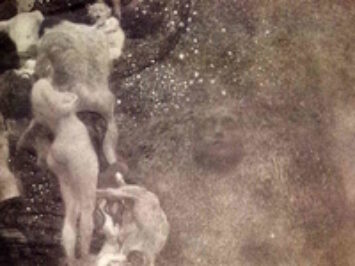 A shadow of a face underneath water. Philosophy by Gustav Klimt, 1907.