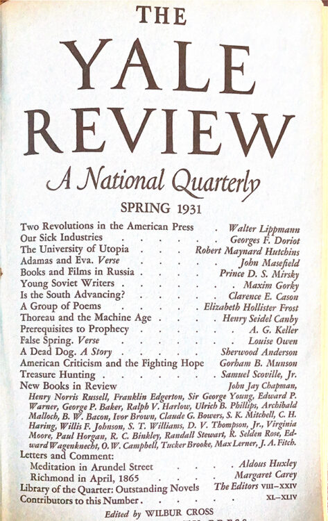 Spring 1931 cover image