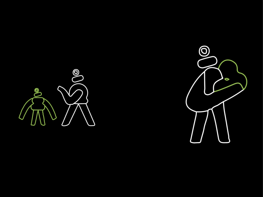 Illustration with green and white figures