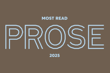 Blue text on brown background reads "Most Read Prose 2025"