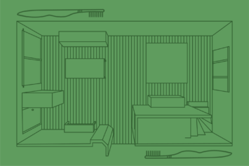Illustration of a floor plan and toothbrushes by Laura Padilla Castellanos